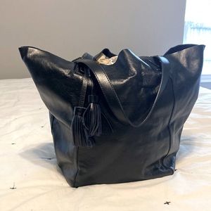 Lucky Brand black leather hobo handbag